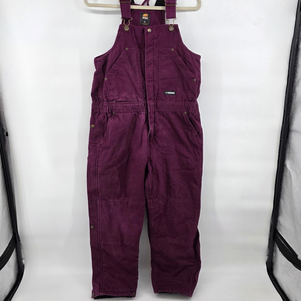 Berne Kids Insulated Bib Overalls Purple Workwear Size L